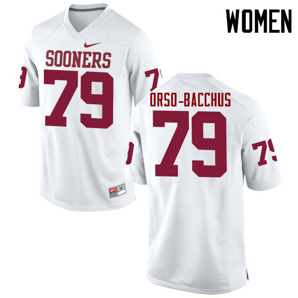 Women Oklahoma Sooners #79 Dwayne Orso-Bacchus College Football Jerseys Game-White - Click Image to Close